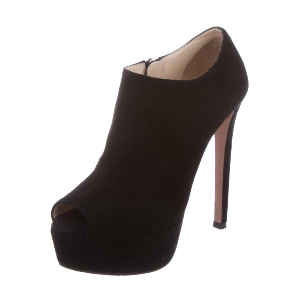 Prada Black Suede Platform Booties With Peep Toe 6 - image 2